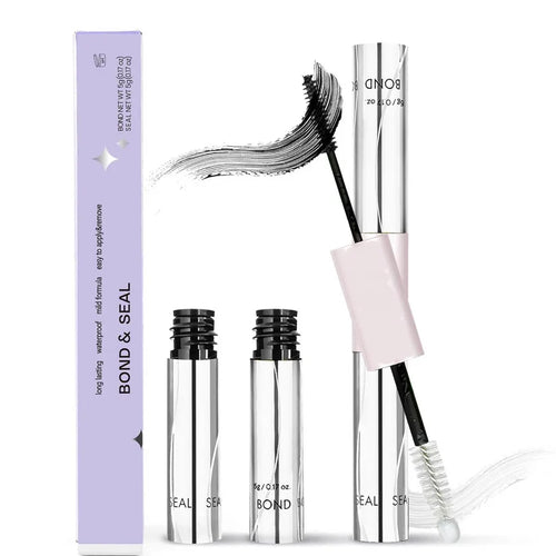 Waterproof Lash Cluster Glue – Bond & Seal, Black Adhesive for 72H Natural Hold, Latex-Free (5ml+5ml)