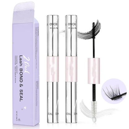 Waterproof Lash Cluster Glue – Bond & Seal, Black Adhesive for 72H Natural Hold, Latex-Free (5ml+5ml)