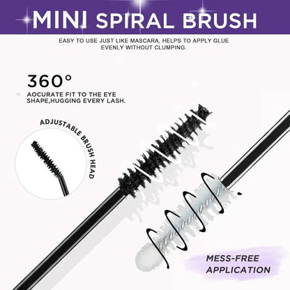 Waterproof Lash Cluster Glue – Bond & Seal, Black Adhesive for 72H Natural Hold, Latex-Free (5ml+5ml)